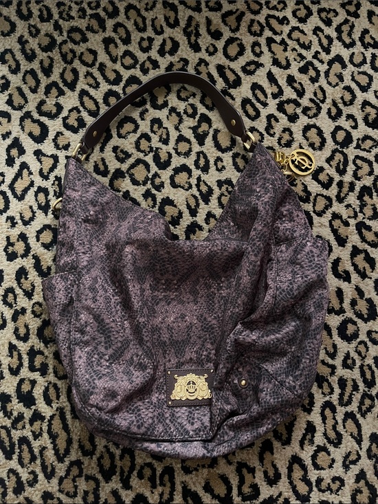 Juicy Couture Handbags - Juicy Couture Snakeskin-Effect Hobo with Gold Hardware